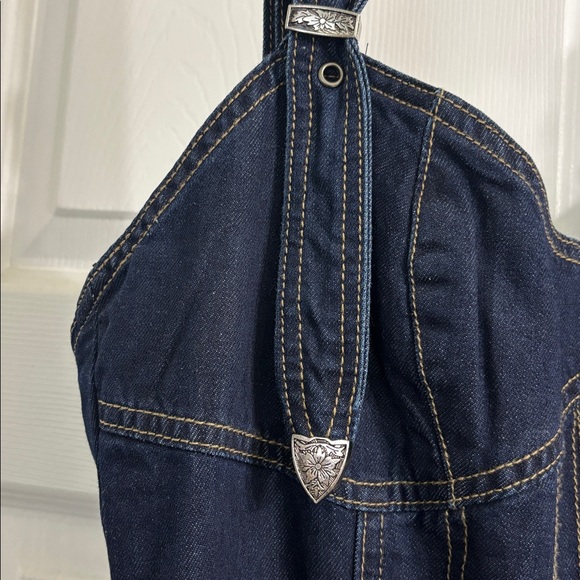 Stylish Dark Blue Denim Dress - Picture 12 of 16